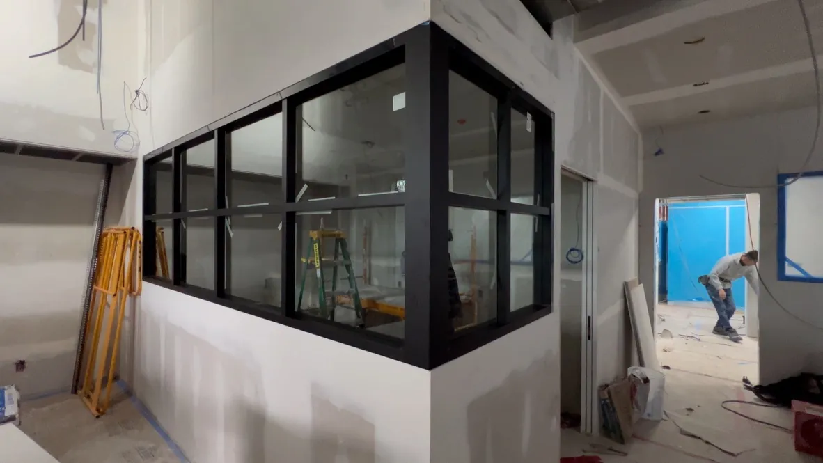 Aluminum-framed partitions installed by Alpha Glass Ltd in Greater Vancouver