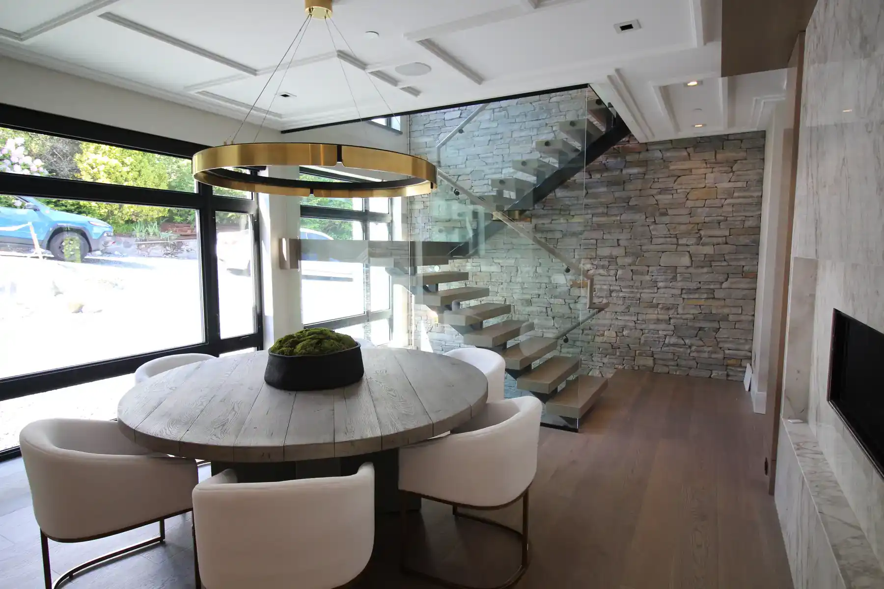 Interior glass stair railing in a Greater Vancouver home by Alpha Glass Ltd