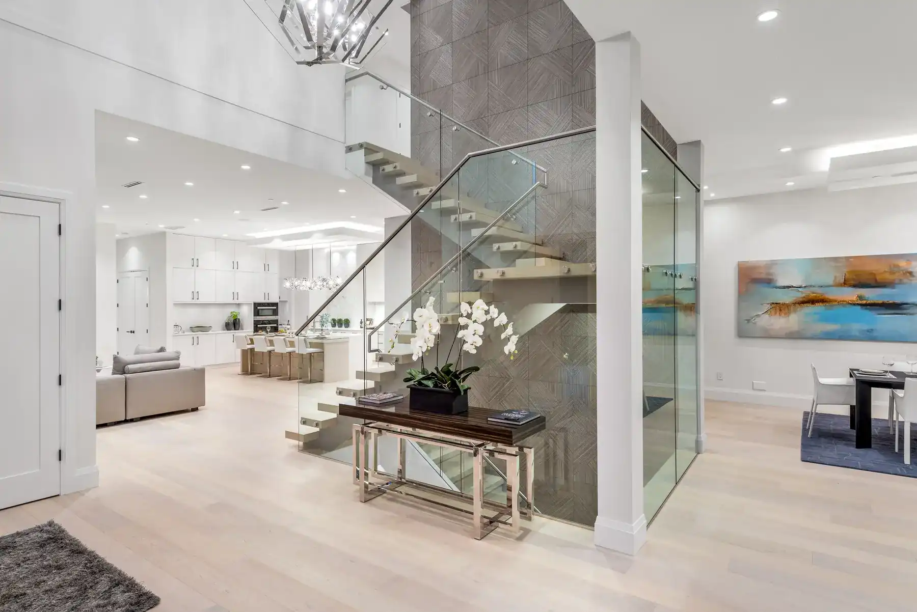 Interior glass railing installed by Alpha Glass Ltd in Greater Vancouver