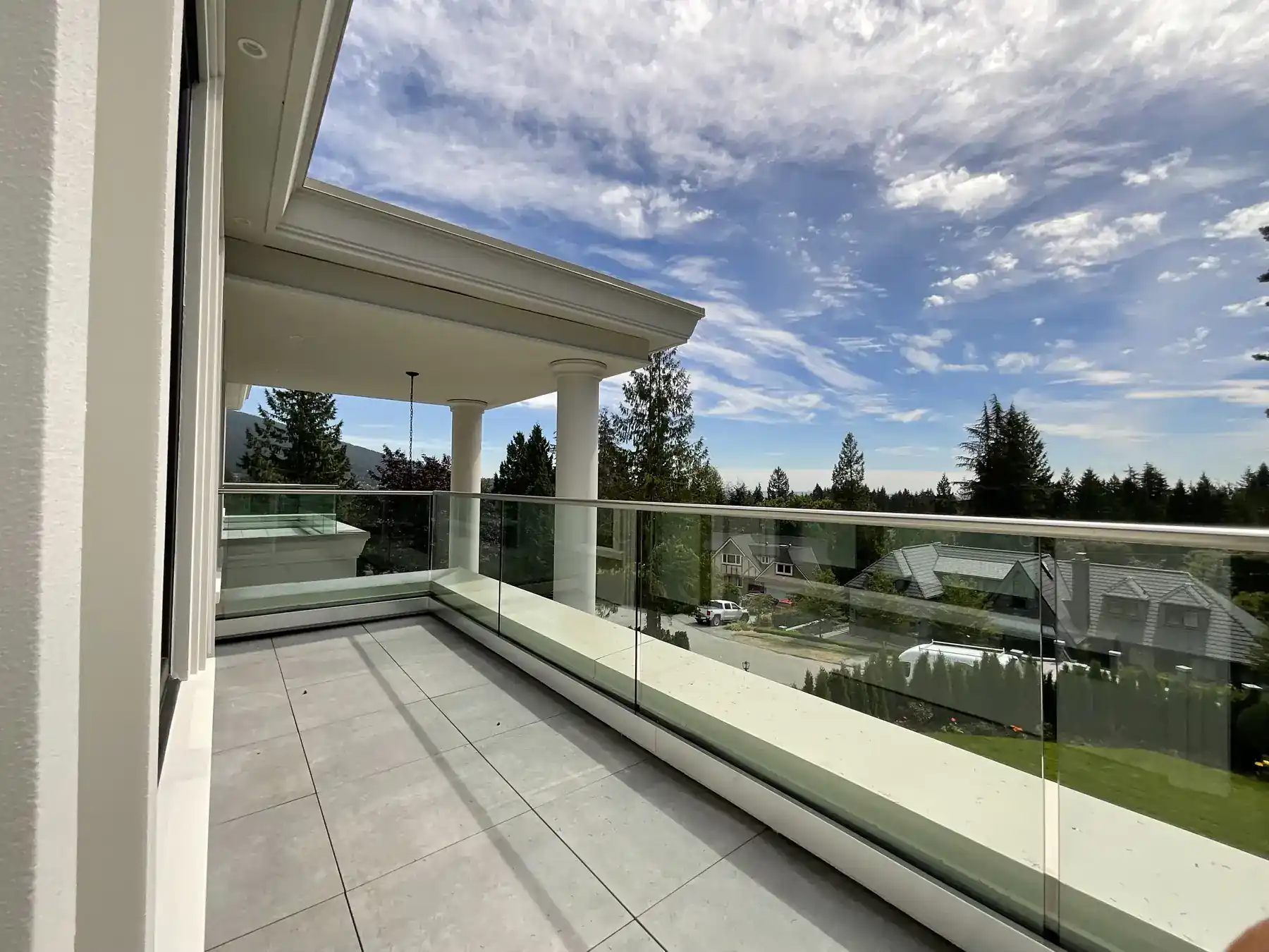 Exterior glass railing installed by Alpha Glass Ltd in Greater Vancouver