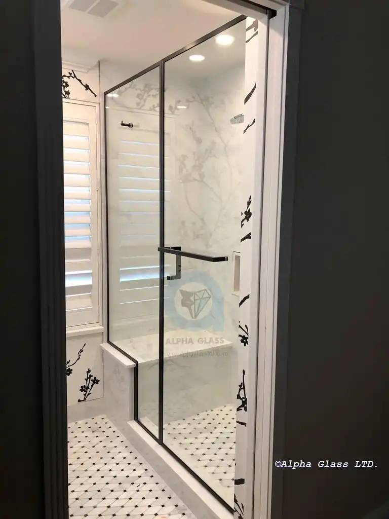 Frameless swing shower door by Alpha Glass Ltd, project photo 11