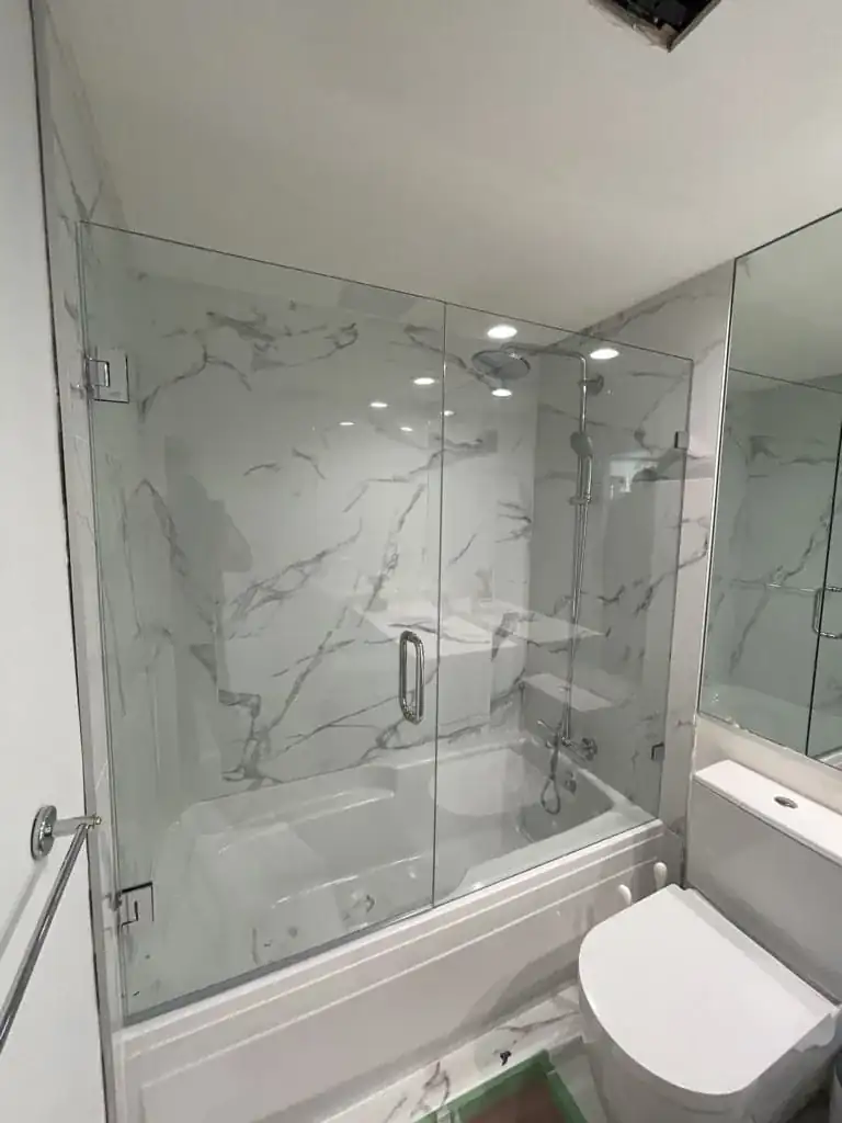 Frameless swing shower door by Alpha Glass Ltd, project photo 12